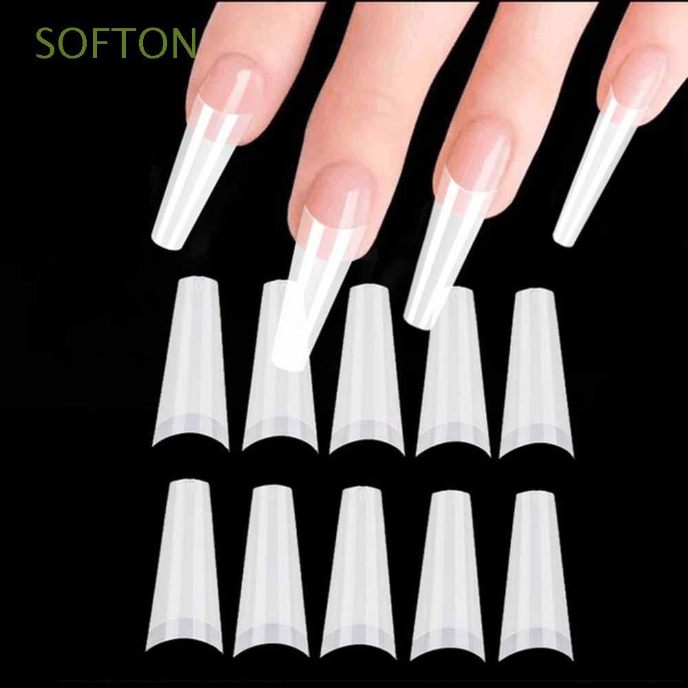 Softon 100pcs Bag Ballerina Coffin Fake Nails Beauty Tools Half Cover False Nail Tips Diy Uv Gel Clear White Natural Acrylic Manicure Shopee Mexico