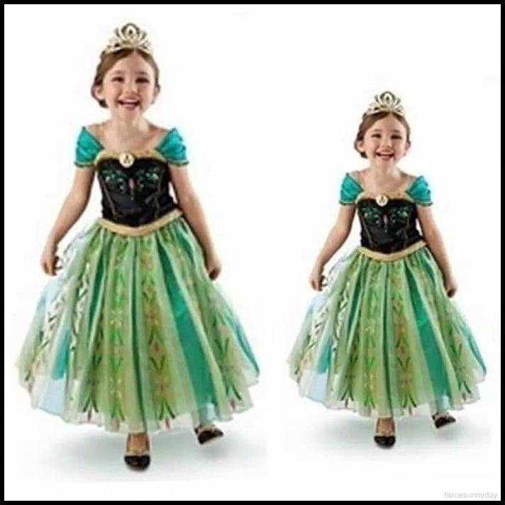 Anna Frozen princesa disfraz de Color verde - Frozen vestido de cumpleaños  de los niños | Shopee México