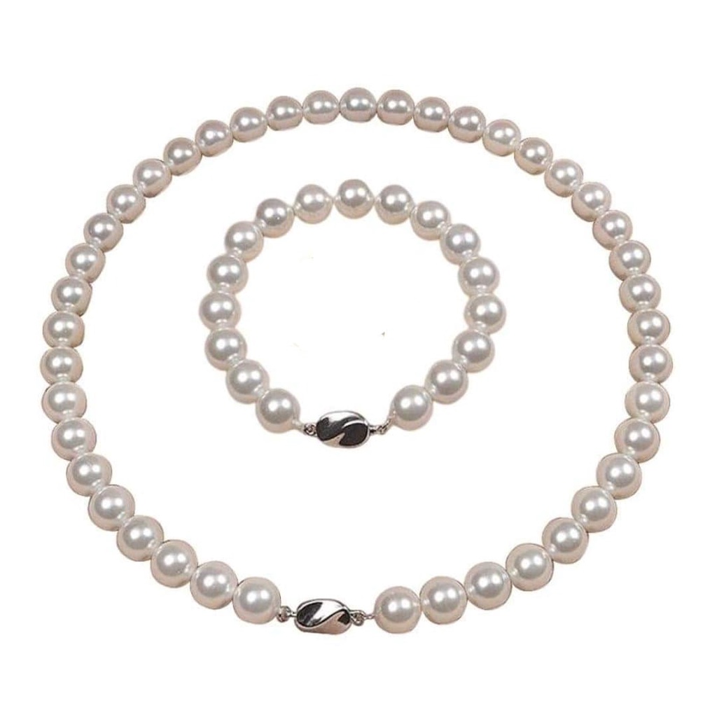 LED Box Corazón de perlas con colgantes collar de plata 925 con 10mm perla cultivada 