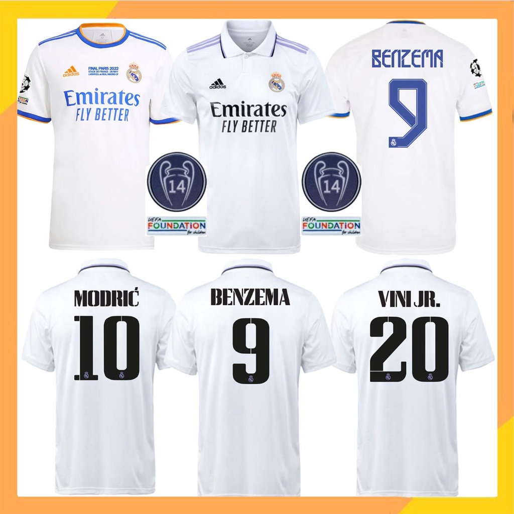 ADGJL 22-23 Real Madrid Local Nº 9 Camiseta de fútbol de Benzema Nº 10 Modric 20 Vinicius 11 AsensioCamisetas de equipación de fútbol para niño Fútbol Adultos Camisa de Manga Corta Size:16,Color:10 