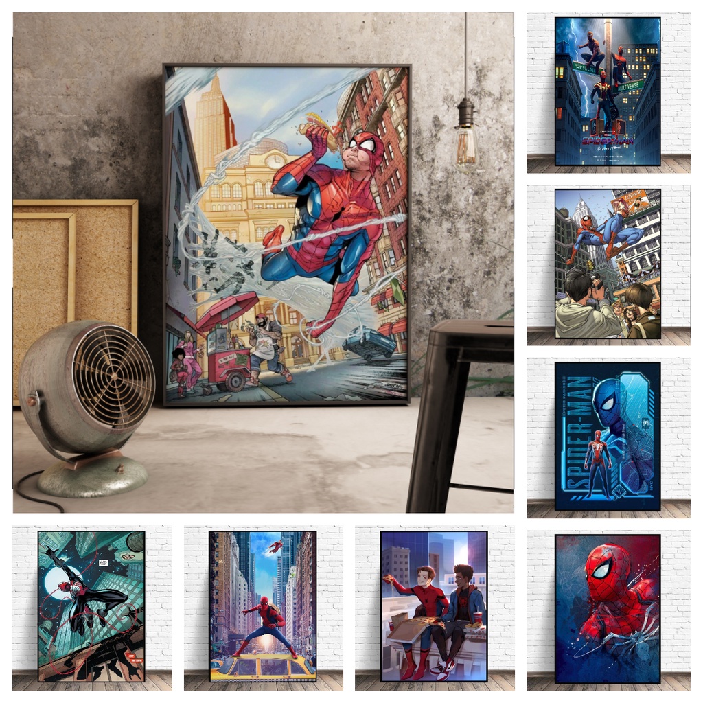 Size:20x30cm JIAOD Póster de superhéroe Spiderman Mural sin Marco Cartel de decoración de Arte de Pared de Dormitorio Moderno para el hogar 