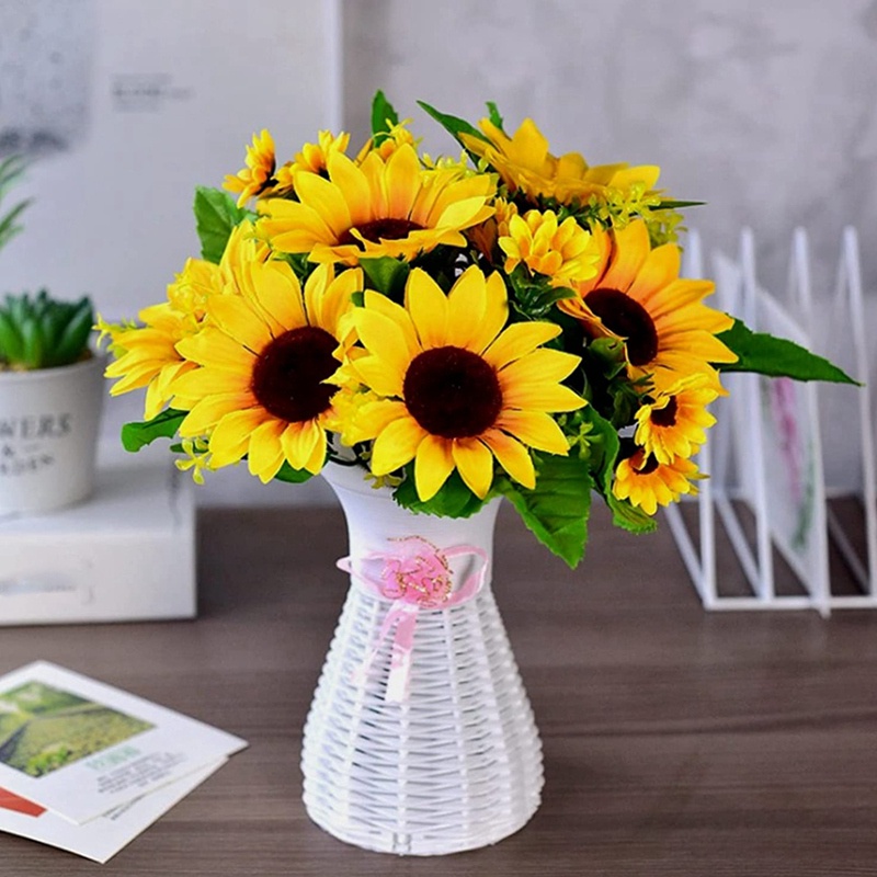 Paquete De 6 Flores Artificiales De Girasoles Ramo Con Tallo 13 Piezas  Cabezas Para Oficina , Hogar , Fiesta | Shopee México