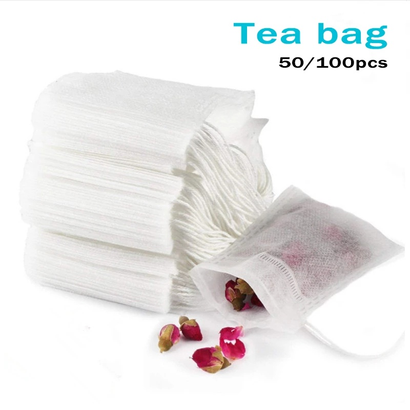 EdBerk74 100 pcs/lote Bolsitas de té 5,5 x 7 cm Tela no tejida Bolsas de té perfumadas vacías con cinta Heal Seal Papel de filtro para té de hierbas sueltas 