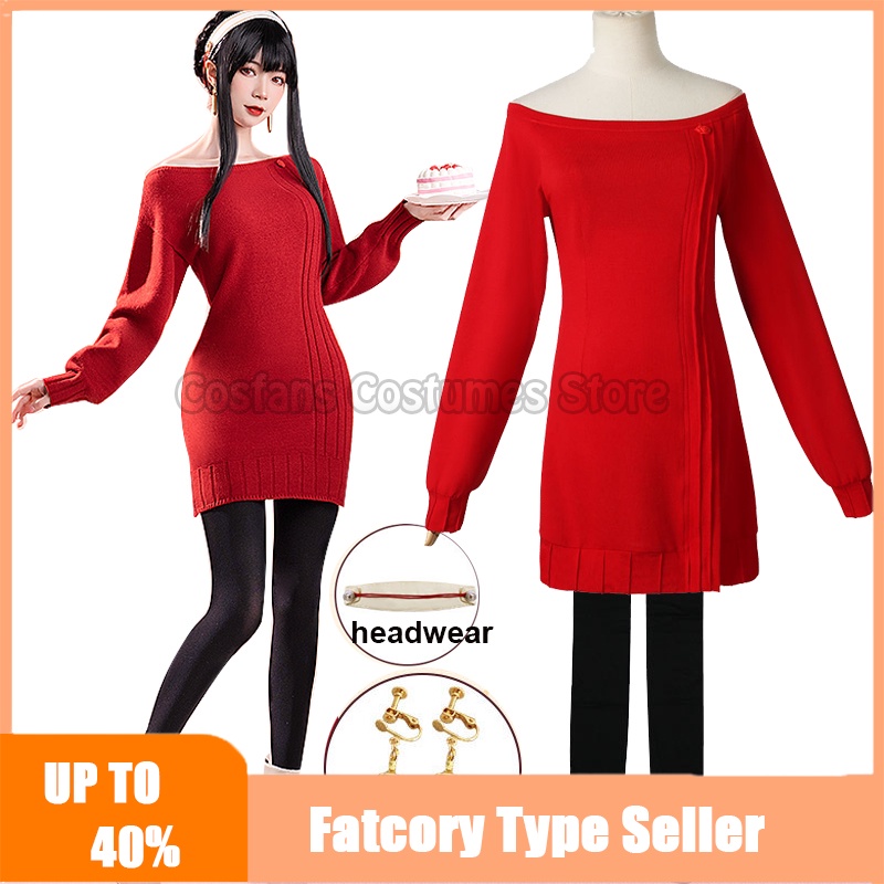 Anime Espía X Familia Yor Falsificador Cosplay Disfraz De Las Mujeres Casual  Rojo Suéter Mini Falda Princesa Vestido De Halloween Ropa | Shopee México