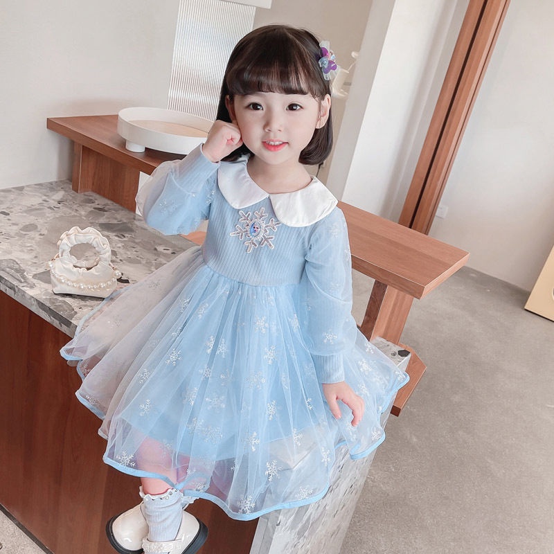 Vestidos Para Niñas Primavera Otoño 2022 Nuevo Estilo Niña Bebé Moda Elsa  Princesa Vestido Frozen Niños De Malla | Shopee México