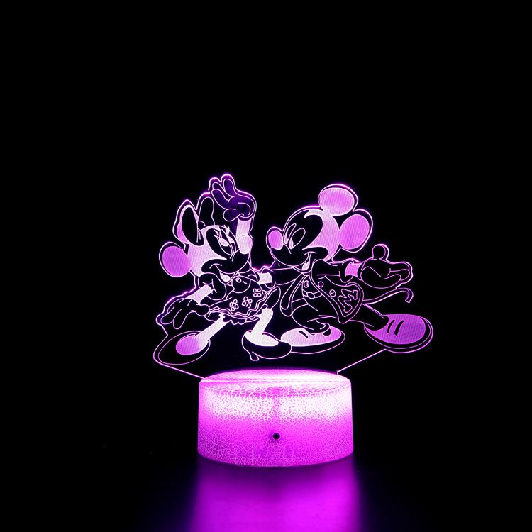 ? Lámpara de ilusión 3D de Mickey Mouse de animación de Disney, regalo de  Navidad para niños, decoración de iluminación del hogar del dormitorio,  regalo de juguete de Mickey Mouse Minnie, 16