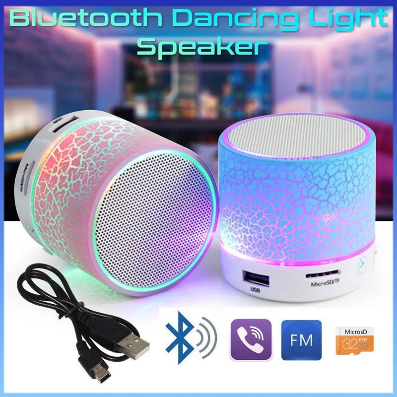 A9 Mini Altavoz Portátil Bluetooth Inalámbrico Coche Audio Deslumbrante Grieta LED Luces Subwoofer Soporte Tarjeta TF Carga USB Para PC