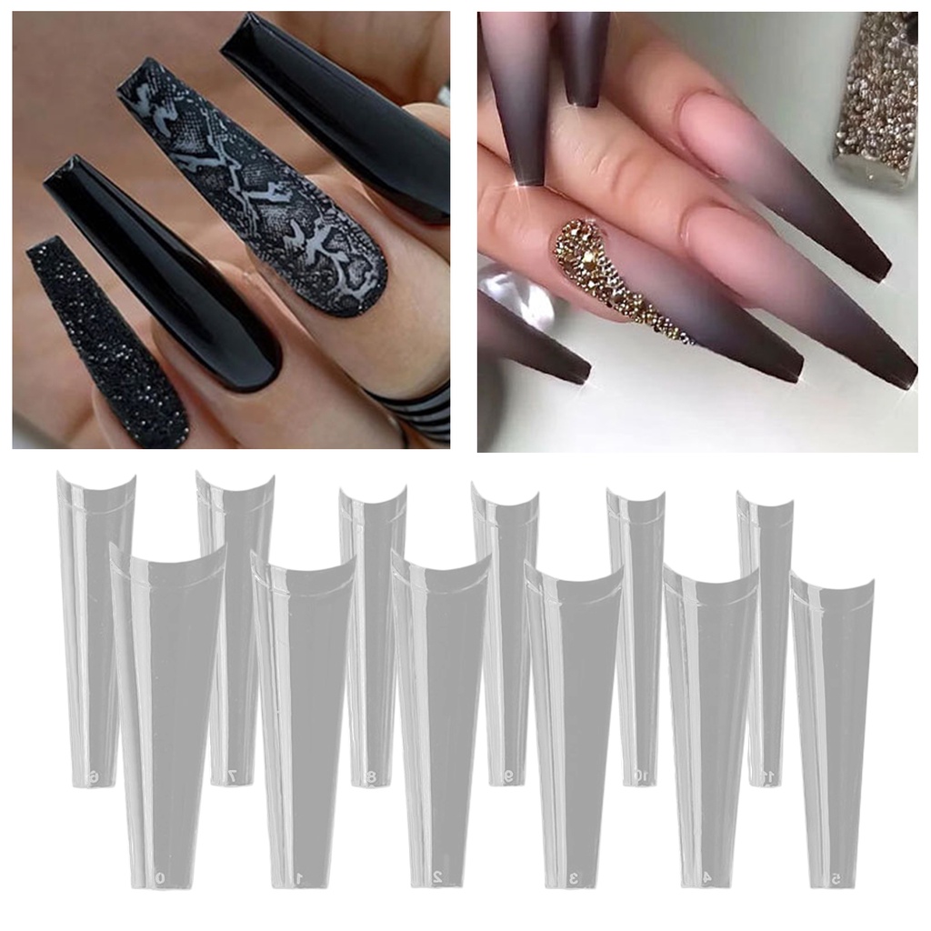 504 piezas de uñas postizas puntas para uñas acrílicas, media cubierta  puntas de extensión de uñas falsas, puntas cuadradas (12 tamaños) | Shopee  México