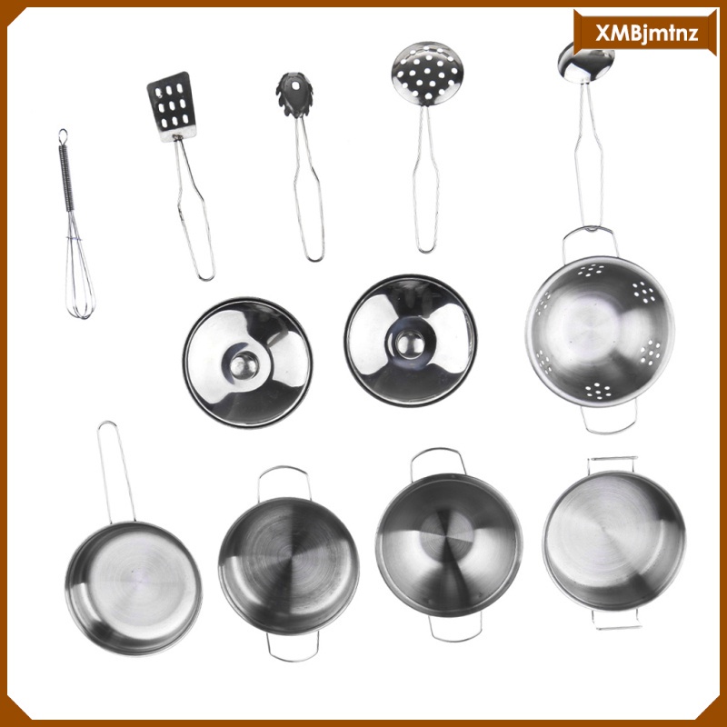 Mtnz Juego De Cocina Para Ninos C 12 Piezas Acero Inoxidable Para Ninos Pretender Jugar Chef Cocina Shopee Mexico