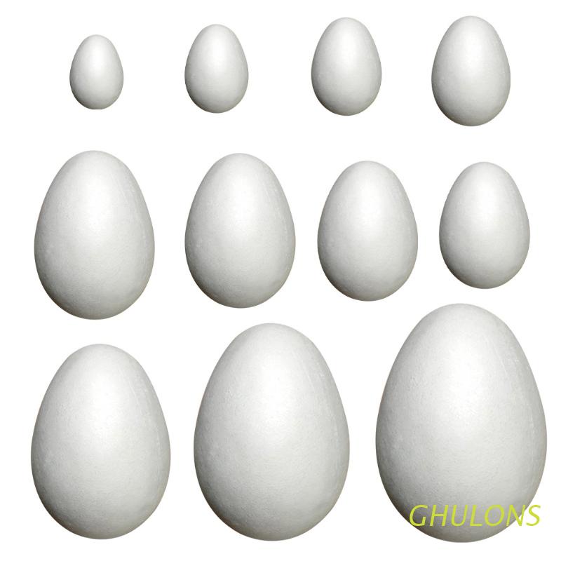 Blanco, 8 cm Amosfun Huevo de Espuma de Espuma de poliestireno Huevo de Espuma de Pintura sólida de Bricolaje de Pascua para Juguetes de artesanía Infantil 10pcs 