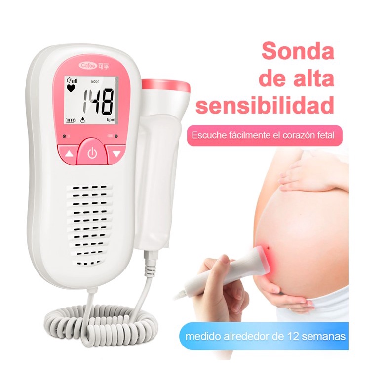 Cofoe Fetal Doppler Dispositivo De Frecuencia Cardíaca Ultrasonido Bebé Ritmo Cardíaco Monitor Recargable