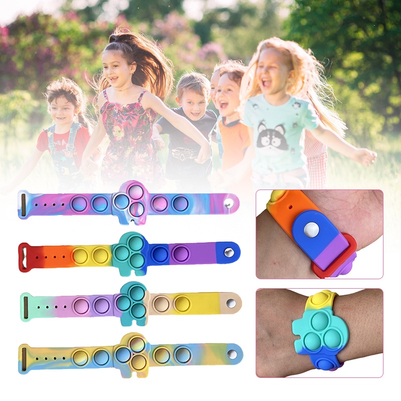juguetes sensoriales con hoyuelos B Pop It Push Bubble Wristband para niños y adultos ADHD ADD autismo hjkl Descomprimir la pulsera de juguetes fidget para aliviar el estrés