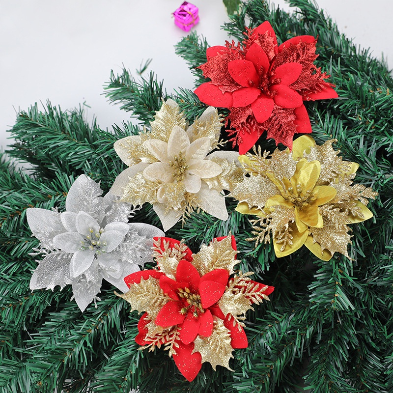 purpurina flor de navidad flores artificiales feliz navidad decoraciones  árbol de navidad adornos de año nuevo regalo | Shopee México