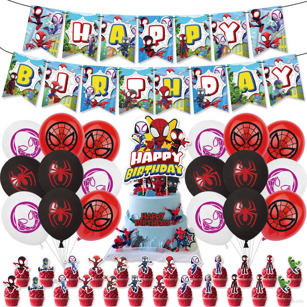 POT Marvel's Spidey Y Sus Increíbles Amigos Tema Feliz Fiesta De Cumpleaños Decoraciones Conjunto De Decoración De Tarta Globos Bandera Parte