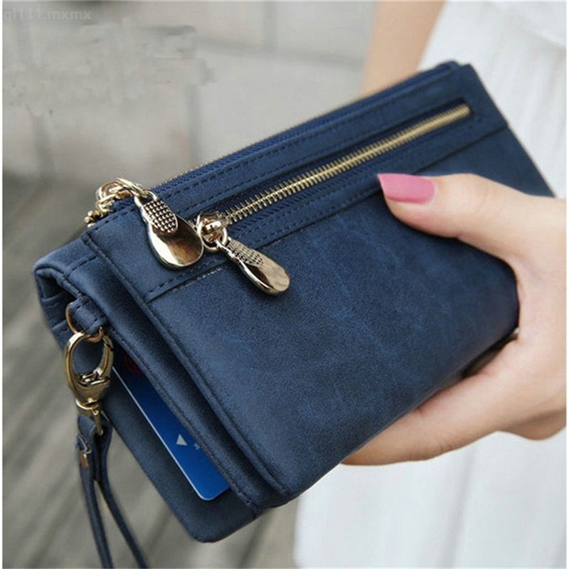 Carteras De cuero para mujer/billetera De doble cierre para mujer