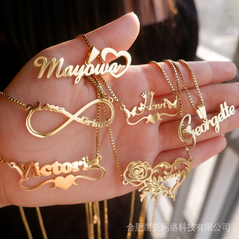 Personalizado De Acero Inoxidable De Oro Cadena Nombre Collar Para Las Mujeres Moda Nameplate Colgante Joyería | Shopee México