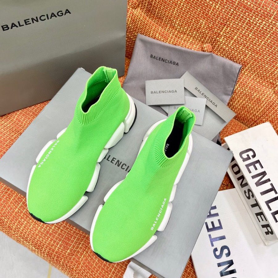 2023ss Balenciaga Calcetines Verdes Para Hombres Zapatos Deportivos De Letras Altas Para Mujeres Tenis