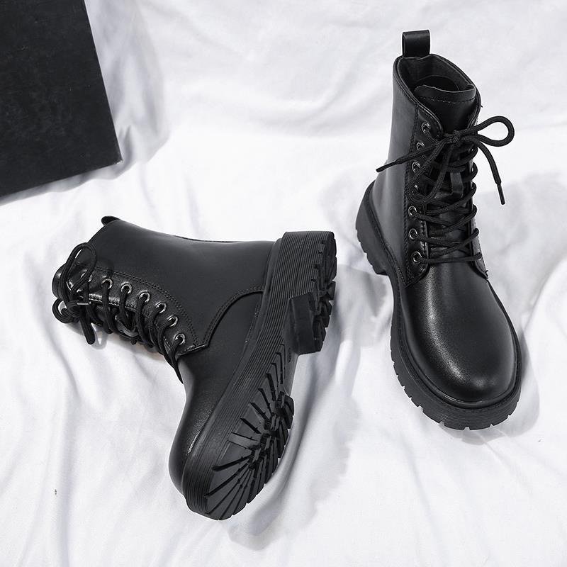 Dr. Martens botas mujer británico2021Otoño e Invierno nuevas botas de moto negras y con cordones para estudiantes botas calientes de Internet | Shopee México