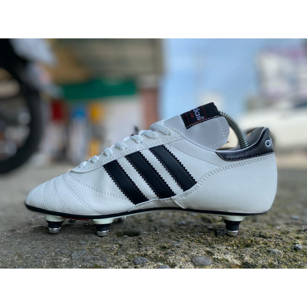Zapatos de fútbol Adidas Copa Mundial SG pull Tread suela de hierro blanco negro Copa del mundo
