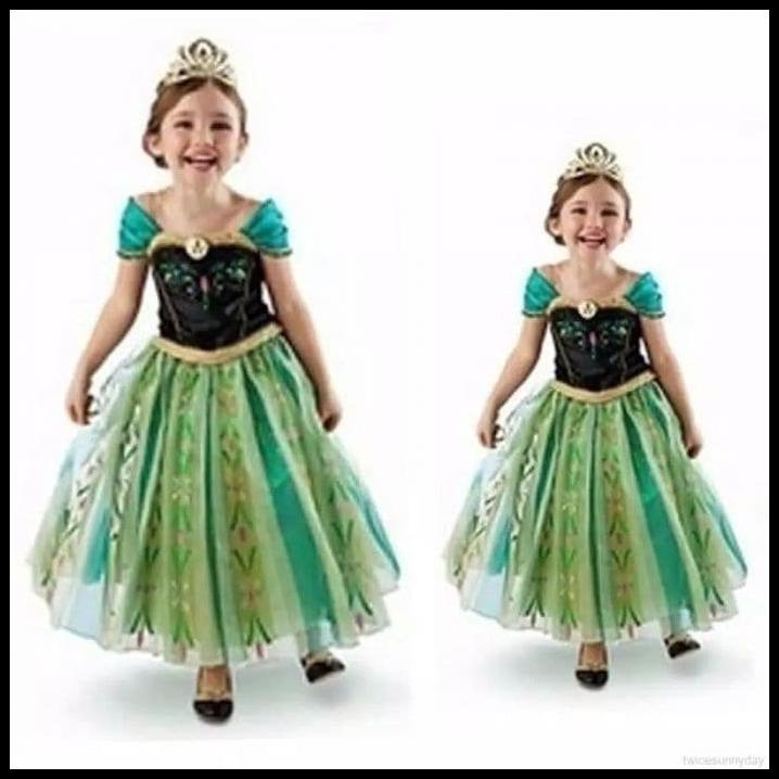 Anna Frozen princesa disfraz de Color verde - Frozen vestido de cumpleaños  de los niños | Shopee México
