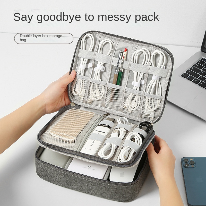Portátiles viaje retención nylon bolso organizador para accesorios electrónicos 