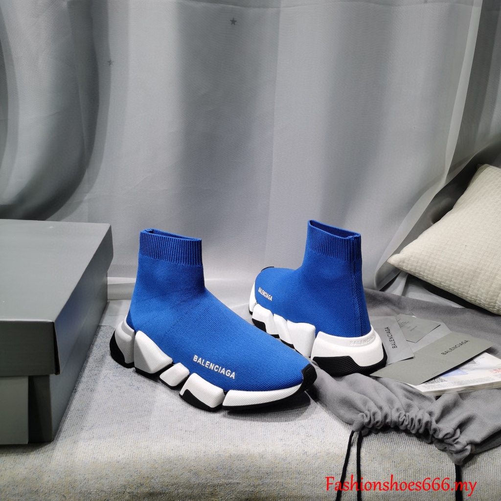mosquito ocupado Contribuir ◎ Zapatillas Unisex 100 % Originales Balenciaga Speed ​ 2.0/Top Alto  Slip-on Tela Azul 3D | Shopee México