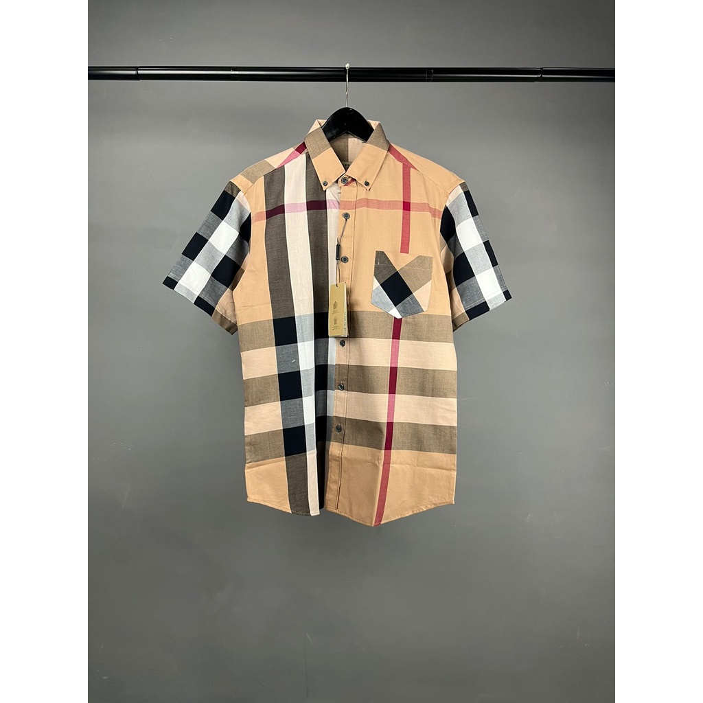 Camisa BURBERRY IMPORT/camisa de espejo BURBERRY/camisa corta de arándano/camisa de hombre importada