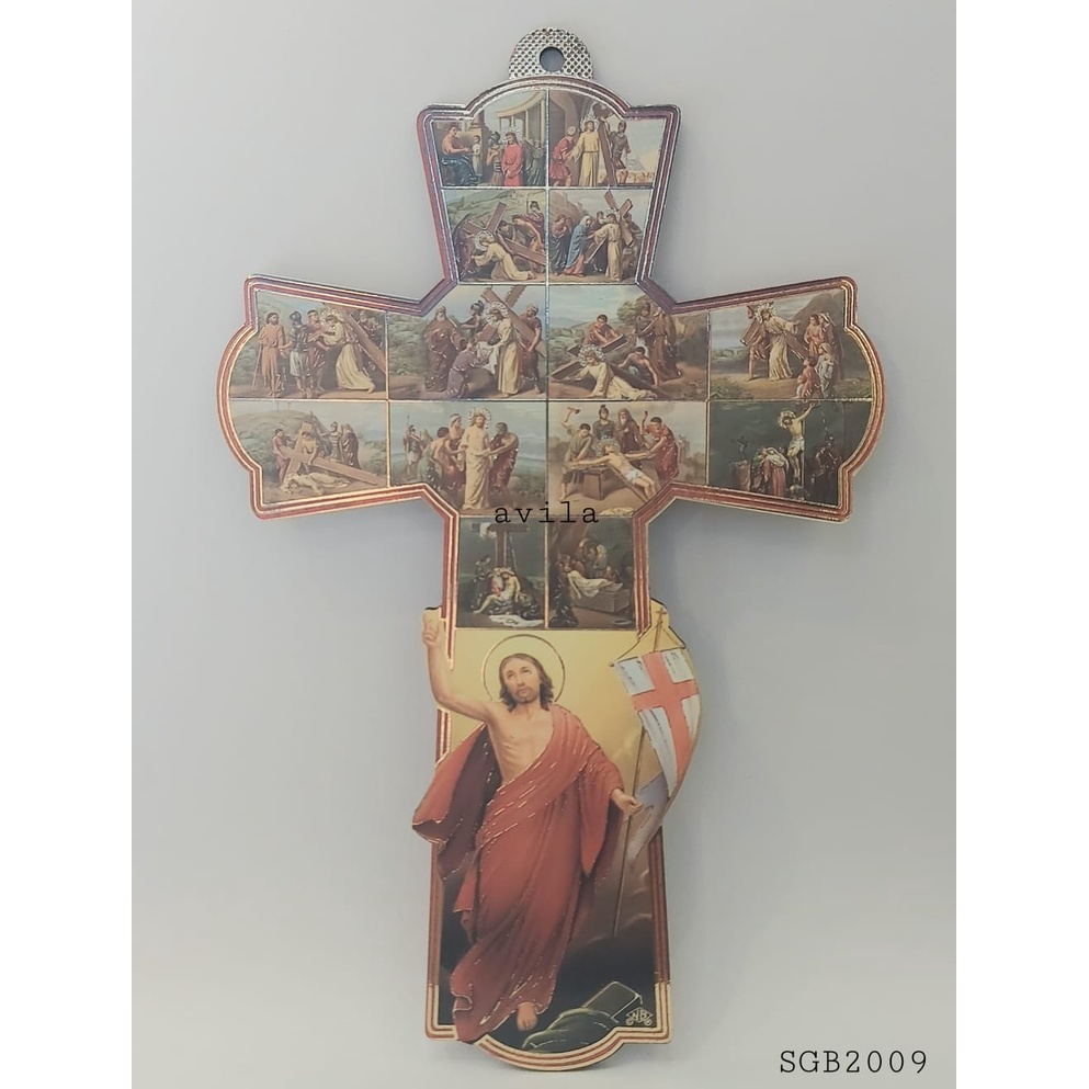 Shalom Cristiana de Madera Marrón 10Cm Cruz Colgante O La Celebración de Crucifijo Caoba 