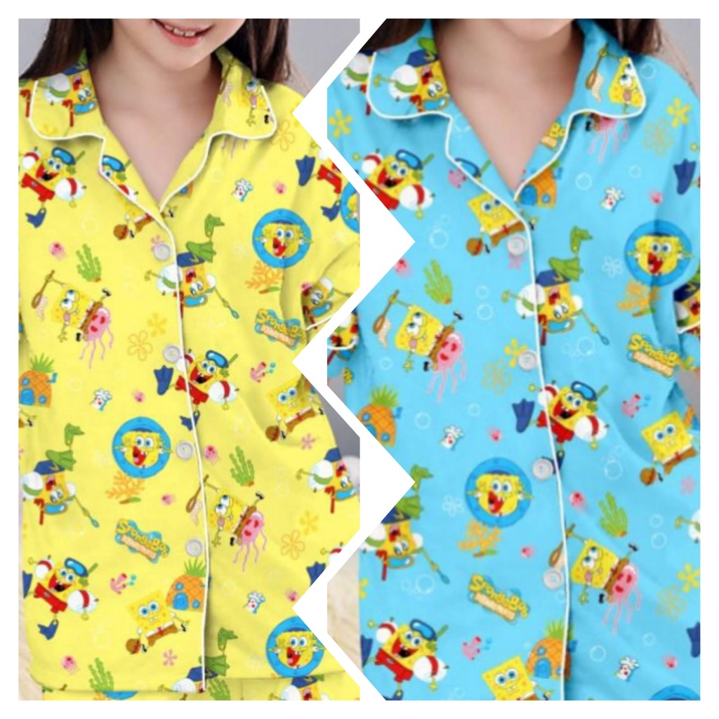 Bob Esponja Pijamas de Manga Larga para niños Sponge Bob Squarepants Azul 7-8 Años 