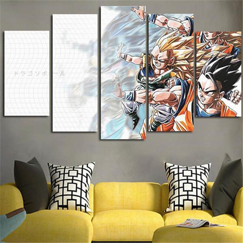 Arte Pintura Lienzo De Dibujos Animados Dragon Ball Decoración Del Hogar  Póster De Pared Goku Gohan Gotenks Shock Break | Shopee México