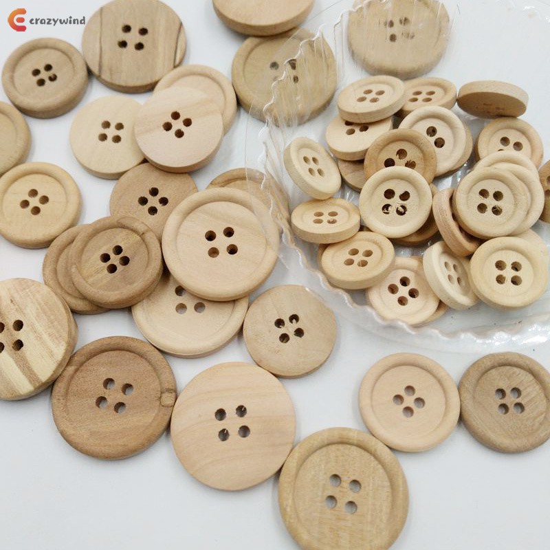 50Pcs 2/4 agujero de la capa de madera registro de botón de Costura Botones Redondos Botones Madera 