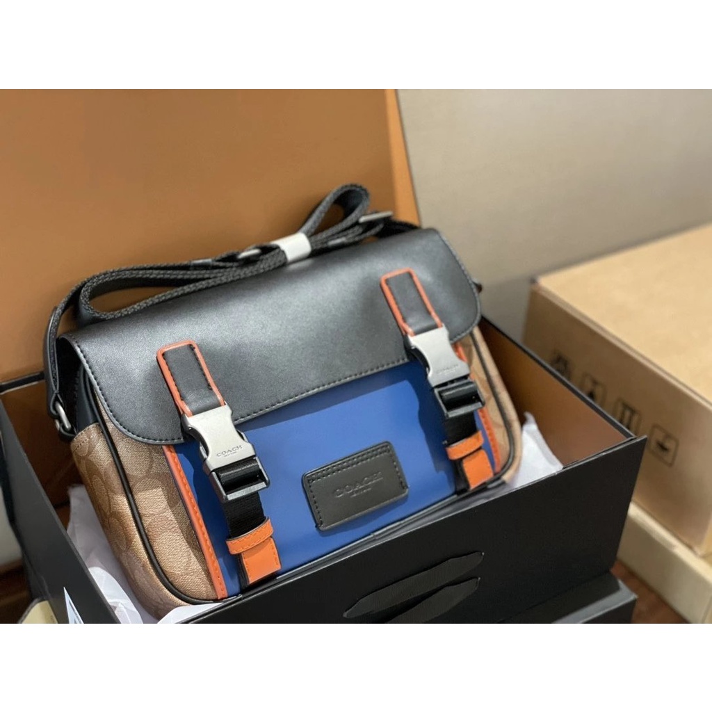 Coach Track Messenger Bag In Colorblock Signature Canvas And Leather