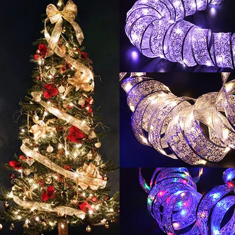 50 LED 5M de doble capa de luces de hadas de cuerdas moños navideños de  cinta con LED Adornos de árbol de Navidad Año Nuevo Navidad Decoración de  casa | Shopee México
