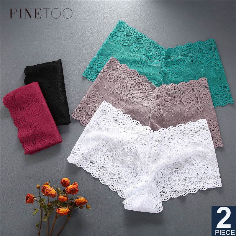 FINETOO 2 Unids/set Panty Cintura Alta Mujeres Floral Encaje Calzoncillos  S-XL Ropa Interior Femenina Íntimos | Shopee México