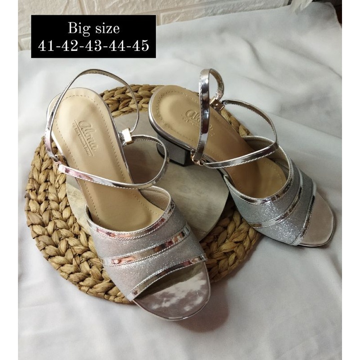 Zapatos fiesta para mujer talla grande 41-42-43-44-45 Slop plata negro JUMBO hermosos pies gordos importados, 42 | Shopee México