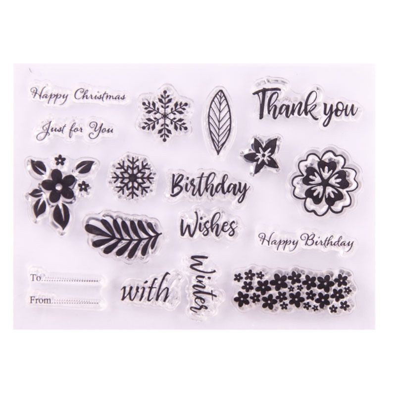 álbum de fotos álbumes de recortes DENGHENG manualidades Sello de silicona transparente con diseño de flor de feliz cumpleaños para manualidades tarjeta de papel decorativa regalo hecho a mano 