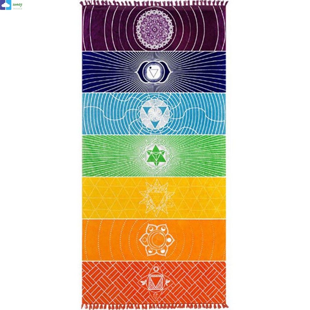 Bufanda o Esterilla de Yoga Lanceasy Rainbow Boho 100cm x 45cm Manta de Playa con diseño de Mandala a Rayas para Colgar en la Pared
