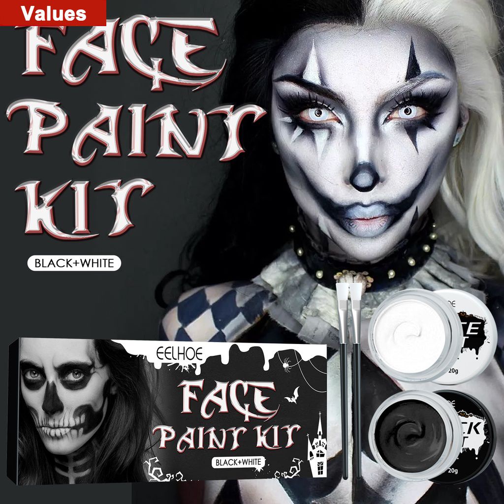 Pintura corporal para la Cara Color blanco negro paleta de maquillaje  profesional pintura facial segura para Cosplay de Halloween (valores. mx) |  Shopee México