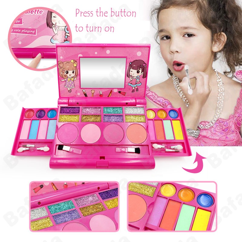 kit de maquillaje de princesa no tóxica para niñas, maquillaje para niños  niña, kits de maquillaje de juguete para niñas, conjunto de maquillaje para  niños, lápiz labial para niños niña,pretend play kids