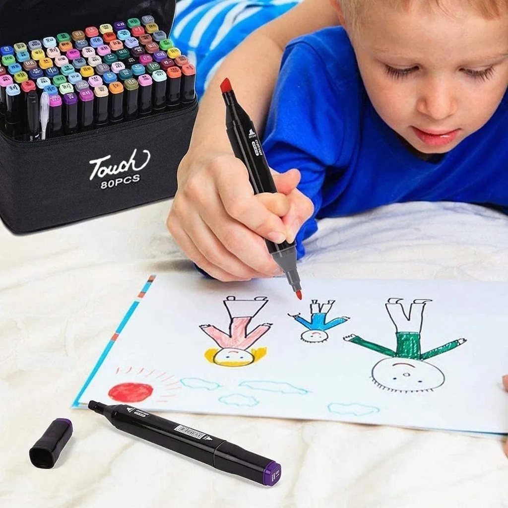 Marcadores Doble Punta Plumones Punta Pincel 48/60/80 Colors | Shopee México