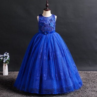 Vestidos De Fiesta Largos Para Niñas Vestido de princesa de encaje para  niñas vestido de baile de flores vestidos de dama de honor de boda para  niñas vestido de fiesta de primera