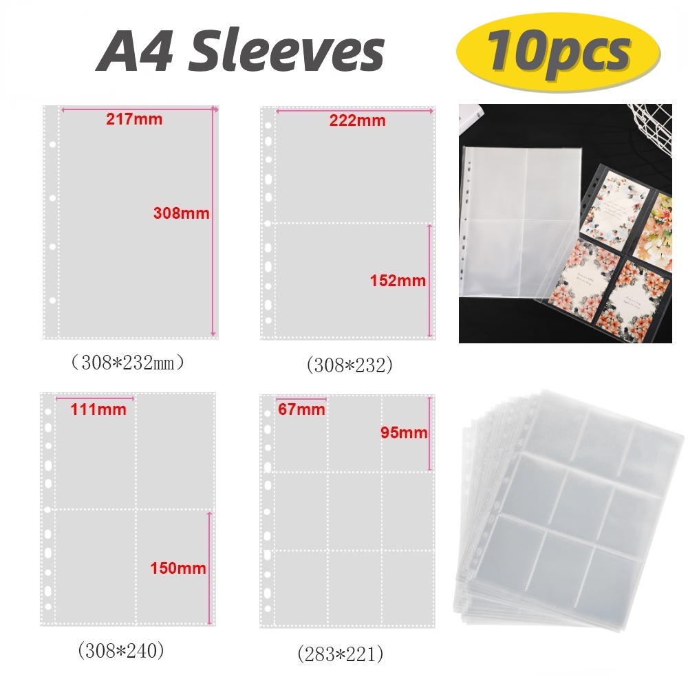 10Pcs A4 Sleeves 1 Pocket 2 Pockets 4 Pockets 9 Pockets Gaming Trading