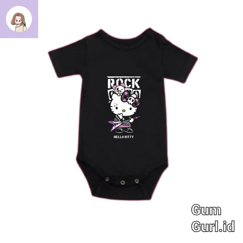 Camiseta ropa de bebé HELLO KITTY camiseta de dibujos animados ROCK jumper  bebé niños manga corta 0 1 2 3 4 5 6 7 8 9 10 11 12 meses a 1 año de edad  babysuit peleles niños niñas niños niñas vintage negro | Shopee México