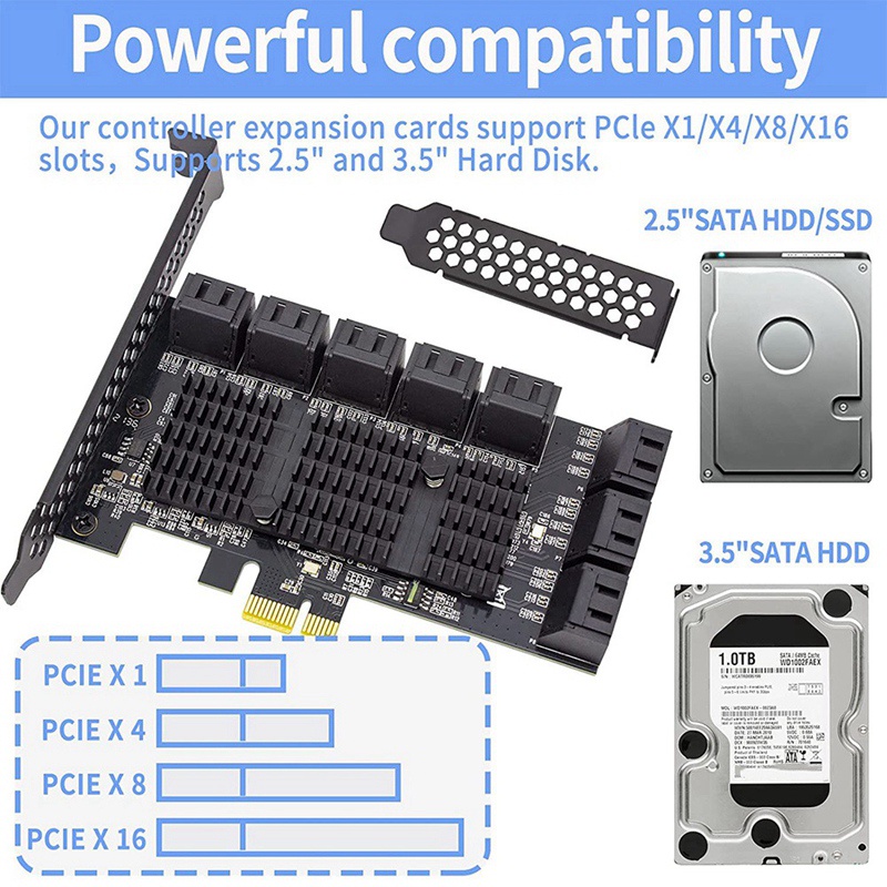 ACTIMED PCIE SATA Card 10 Port with 10 SATA Cable Support 10 SATA 3.0 Devices,Compatible with Windows,MAC,Linux System 6Gbps SATA 3.0 Controller PCI Express Expansion Card with Low Profile Bracket 