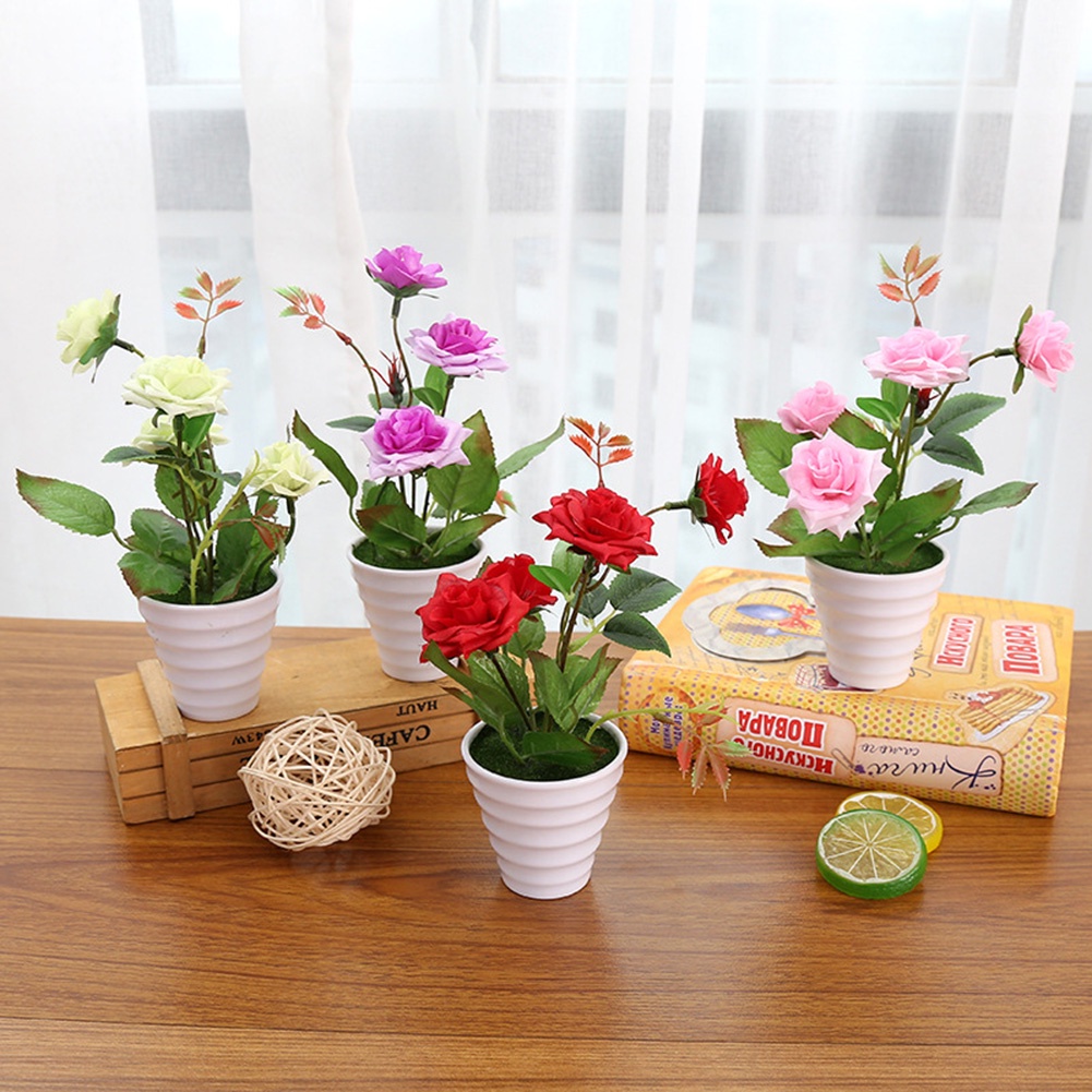 erwiopo 1Pc flor Artificial china rosa planta Bonsai sala de estar oficina  jardín decoración | Shopee México