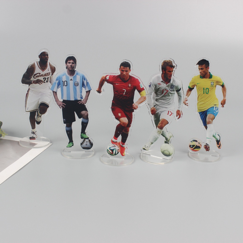 Foottball Estrella Messi Cristiano Ronaldo Mbappe Hazard Acrílico Soporte Figura Decoración Coche Fans Adornos Conmemorar