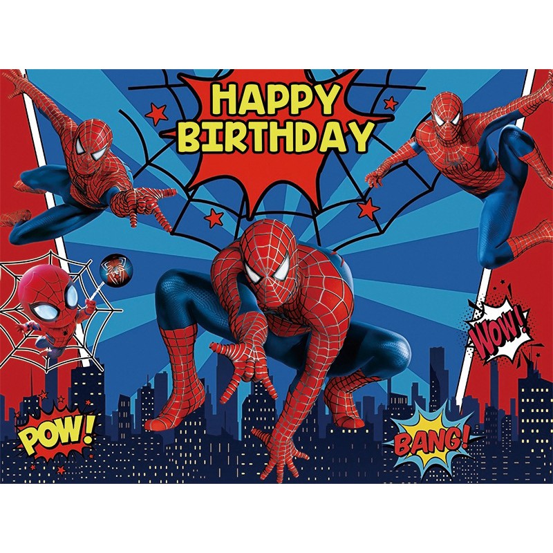 Spiderman Fondos De Dibujos Animados Para Niño Fiesta De Cumpleaños  Fotografía Negro Araña Seda Photocall Para Niños Decoración | Shopee México