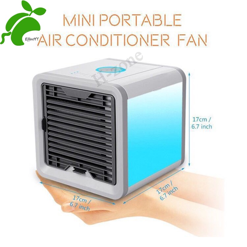 blanco Mini enfriador de aire pequeño ventilador portátil USB 3 velocidades refrigerador humidificador purificador de aire personal 7 LED 