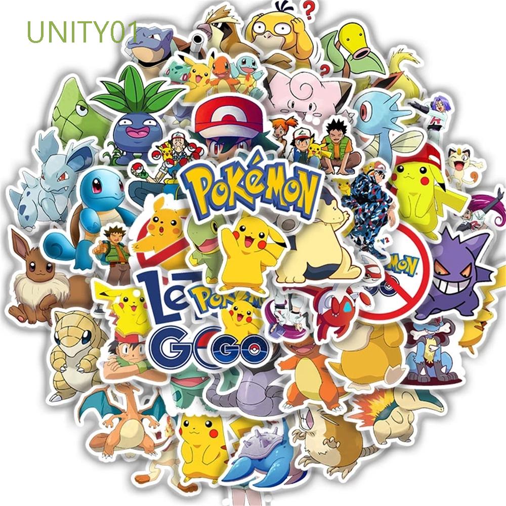 UNITY01 50Pcs Stationery Sticker DIY Pikachu Pokemons For Laptop Skateboard  Notebook Graffiti Stickers Waterproof Anime Decals Multi Use PVC Japan  Cartoon | Shopee México