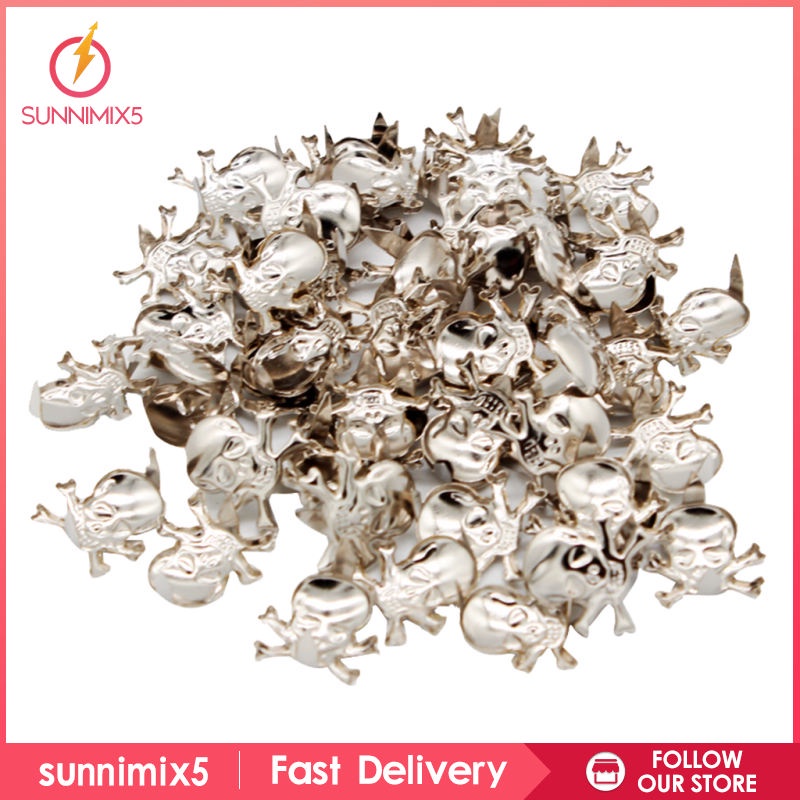 50 piezas de calavera remache para ropa zapatos de cuero artesanía plata |  Shopee México